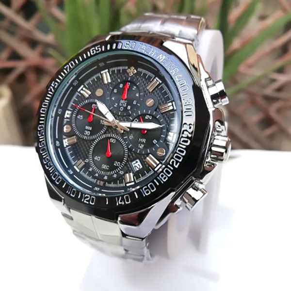 

wristwatches 2021 wwoor men's watch black wrist fashion sports chronograph steel quartz men watches relogio masculino, Slivery;brown