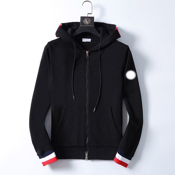 

21ss fall and winter monclair hoodie men's zippered hoodies women's designer solid color rooster embroidered armbands hoode mens s, Black