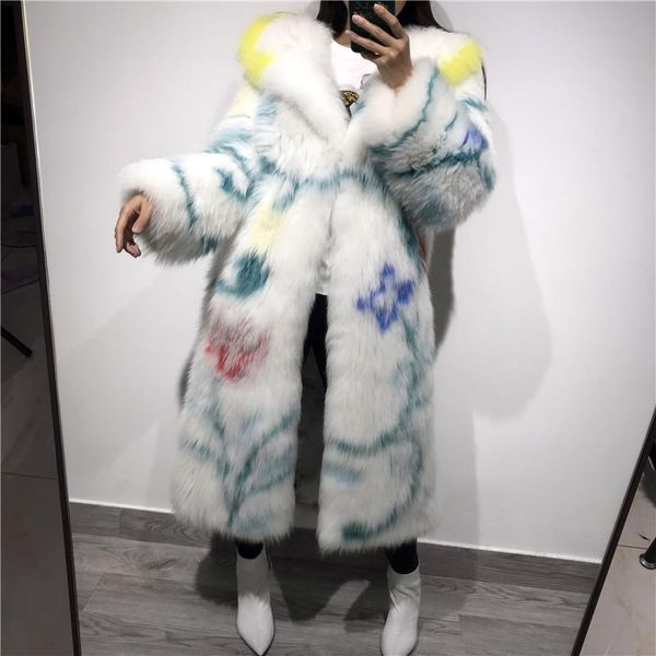 

women's fur & faux ladies coat women real natural knitted hooded, Black