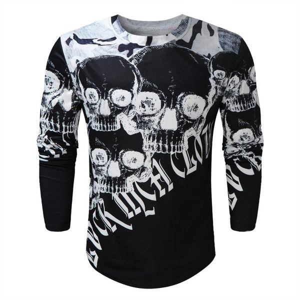 

men's sweaters 2021 summer skull hair men spring cool dark casual loose long sleeves t-shirt harajuku tee shirts, White;black