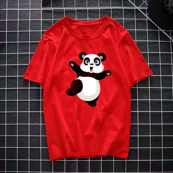 

men's t-shirts panda cartoon 2021 summer cool men and women with the same style street half-sleeved pure 100% cotton high-quality breat, White;black