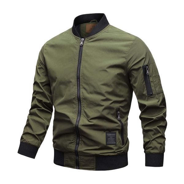 

spring and autumn casual baseball jacket stand collar solid color thin flying jacket men's coat, Black;brown