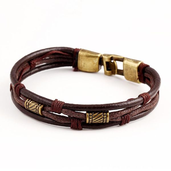 

charm bracelets genuine leather women man bracelegenuine casual/sporty multi-layer alloy hook link vb840, Golden;silver