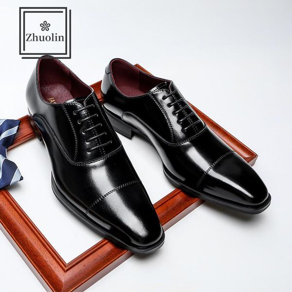 

mens shoes gentleman casual breathable business leather formal wear genuine dress, Black