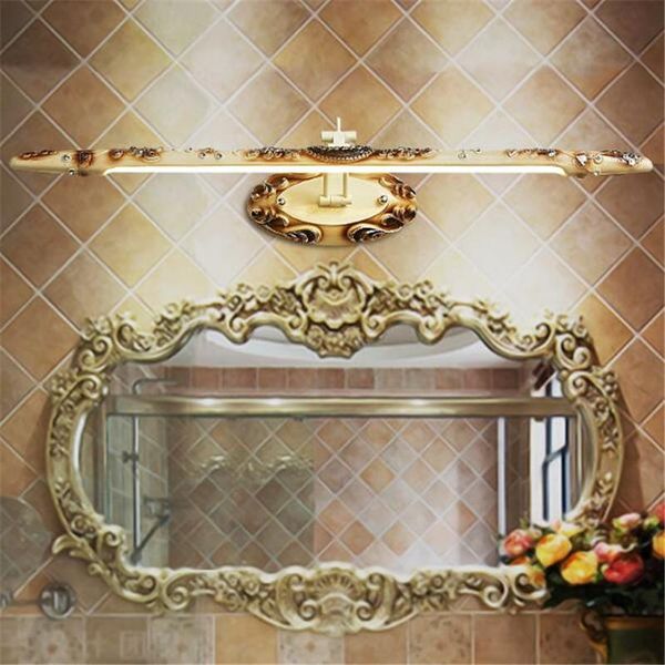 

wall lamp european classical luxurious white/gold carved resin led mirror light for bathroom bedroom cabinet 54/68cm 2224