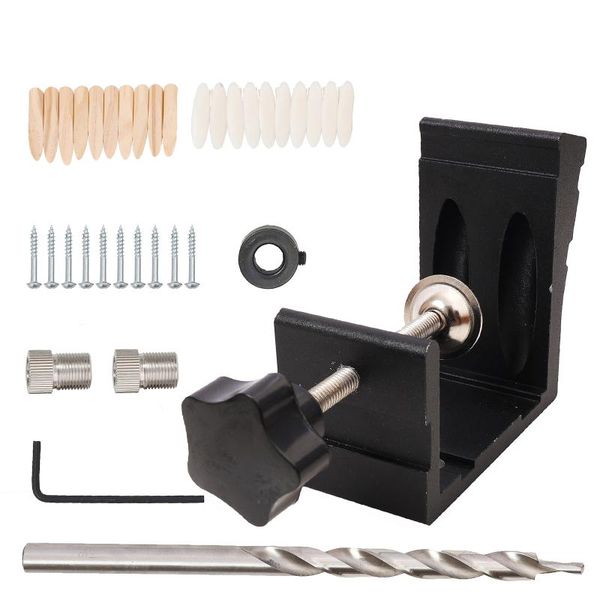 

professional hand tool sets woodworking oblique hole locator jig kit aluminum alloy 15 degree angle drill guide set puncher carpentry tools