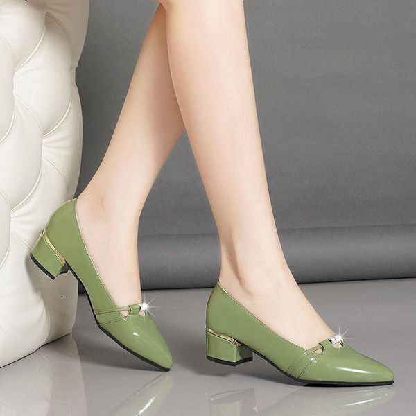 

sandals women fashion sweet green comfort spring hollow out slip on square heel pumps lady casual black office high shoes e6976