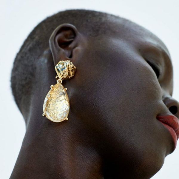 

dangle & chandelier 8 colors fashion water drop earrings for women bohemian wedding party colorful statement crystal brand jewelry, Silver