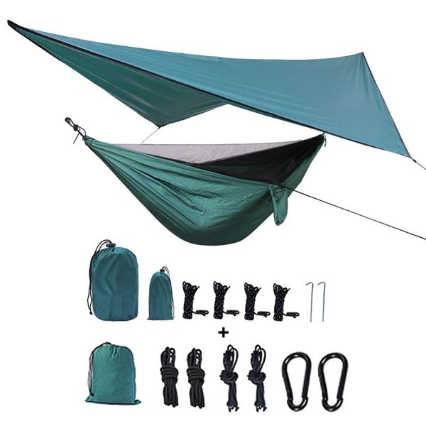 

camp furniture camping mesh hammock canopy hanging double with mosquito net and rain tarp outdoor portable hammocks sack