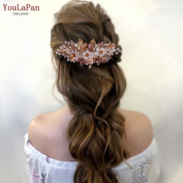 

hair clips & barrettes youlapan hp321 rose gold combs handmade headpiece for wedding elegant bridal tiara pearl headdress accessories, Golden;silver