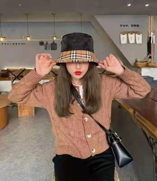 

golden gauze fisherman's female usa plaid face covered bucket hat net red versatile basin casual hat, Black;white