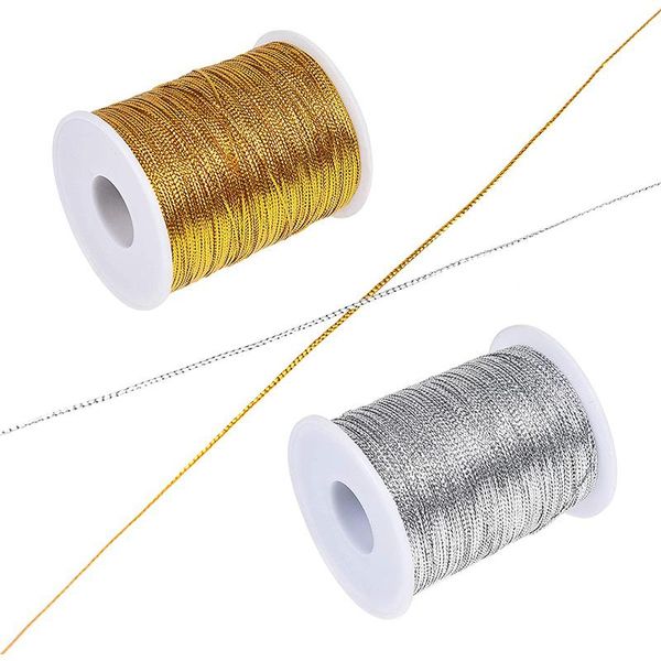 

ribbon golden silver rope twine wedding wrapping paper decoration 1 mm 23 meters ornaments thread yarn, Black;white