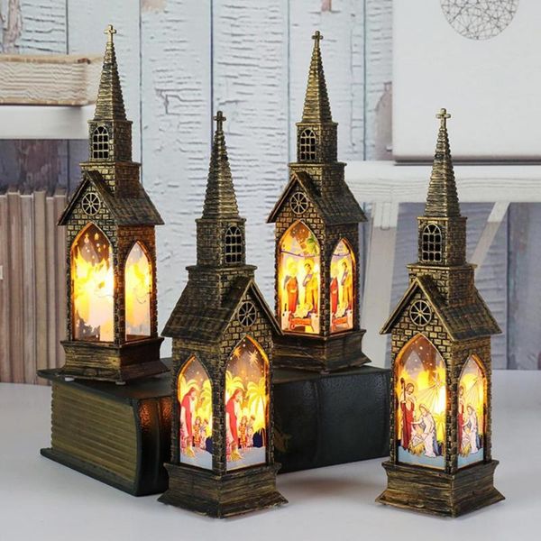 

party decoration excellent led lamp practical decorative light eye-catching tower shape santa claus elk