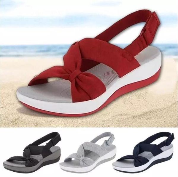 

sandals women 2021 summer closed toe roman bow platform wedges plus size 43, Black