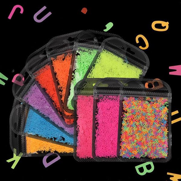 

nail art decorations 3g bone bag fluorescent letter sequin jewelry mixed color diy decoration accessories, Silver;gold