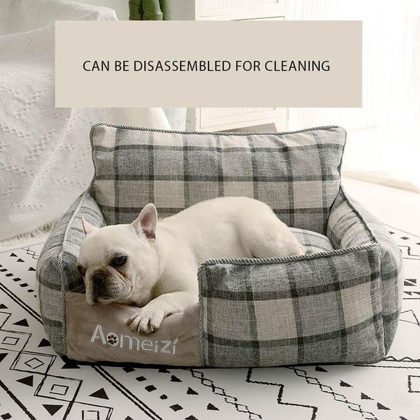 

kennels & pens thickened and super warm washable cat dog bed, pet bed sofa, square soft fur mat, supplies