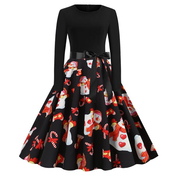 

christmas womens casual dress bat pumpkin embroidery plus size women's dresses lady comfortable loose party festival a-line, Black;gray