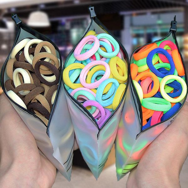 

hair accessories 50/100 pcs/bag child cute candy color elasticity bands girls nylon ponytail rainbow rubber band ring