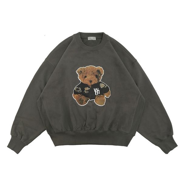 

2021fw we11done little bear printing sweatshirt oversized hip-hop high street hoodie men women couple 100% cotton pullover, Black