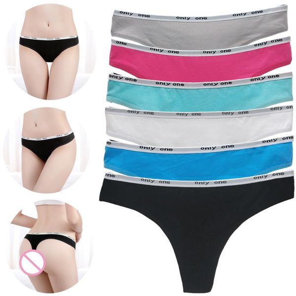 

women's panties 6pcs/lots tanga string femme cotton thongs letter sport panty knickers low-waist fashion mini bikini, Black;pink