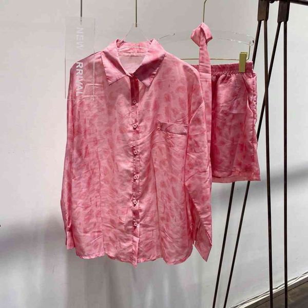 

leopard print tencel suit shirt korean loose fashion women's straight shorts holiday pink casual coat, White