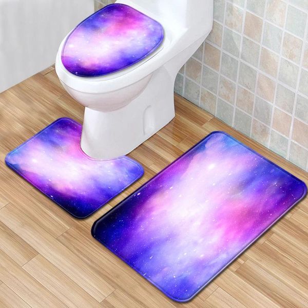 

carpets 3pcs/set bath mats set flannel sponge carpet water absorbent non-slip pedestal rug lid toilet cover mat dropship
