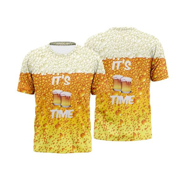 

men's t-shirts 2021 summer 3d printing beer t-shirt women's fun novelty short sleeve multi-size casual wear, White;black