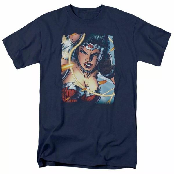 

wonder woman scowl t shirt mens licensed classic dc comics tee navy, White;black