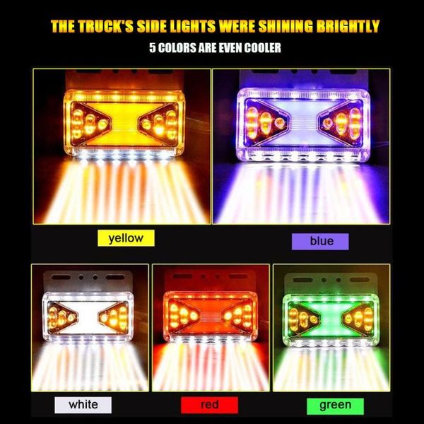 

emergency lights 2pcs 24v car truck trailer marker light side lamp strobe auto corner rear front 30 led