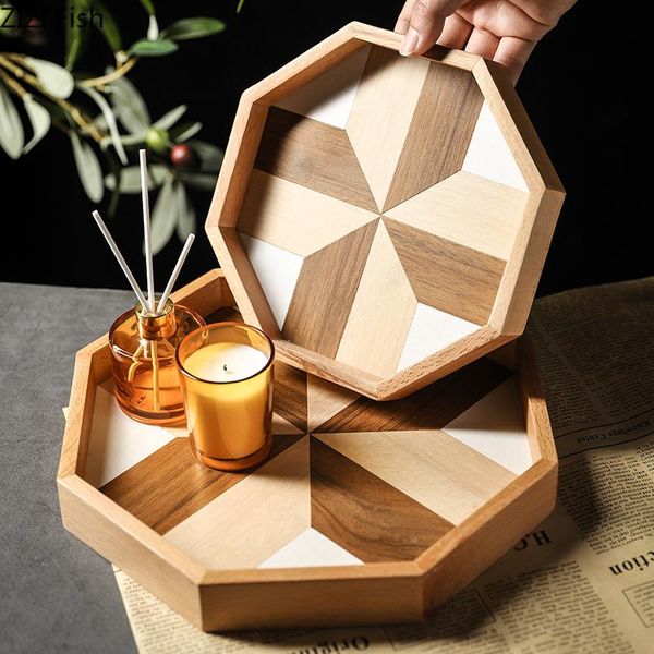 

kitchen storage & organization hexagonal wooden tray tea set cup living room deskdebris organizer japanese-style home dining service
