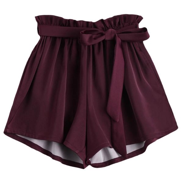 

women belted shorts loose elastic waist streetwear wide leg women's, White;black