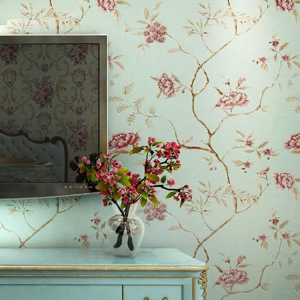 

wallpapers american country seamless bedroom large flower wall cloth living room tv background retro porch pastoral covering fabric