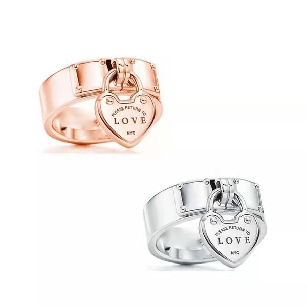 

s925 sterling silver heart lock ring, classic fashion, jewelry, birthday gift