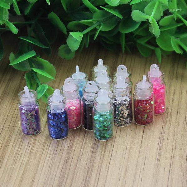 

12x mini bottle 1mm glitter paillette nail art tips for acrylic uv gel decor nails flash foils charms laser accessories1, Silver;gold