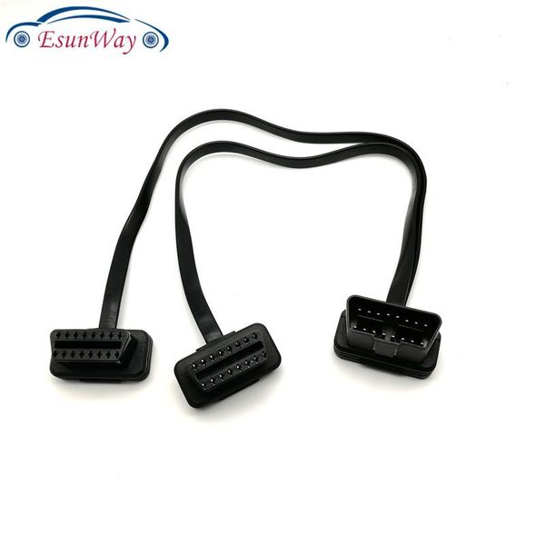 

code readers & scan tools arrival flat+thin as noodle obdii obd-ii obd 2 obd2 16 pin elm327 male to dual female y splitter elbow extension