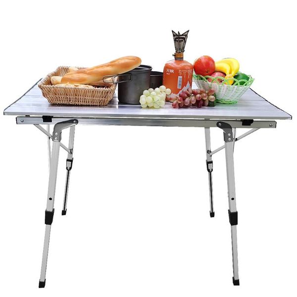 

camp furniture lightweight aluminum alloy folding table,portable strong stable roll up table for picnic, camping, barbecue
