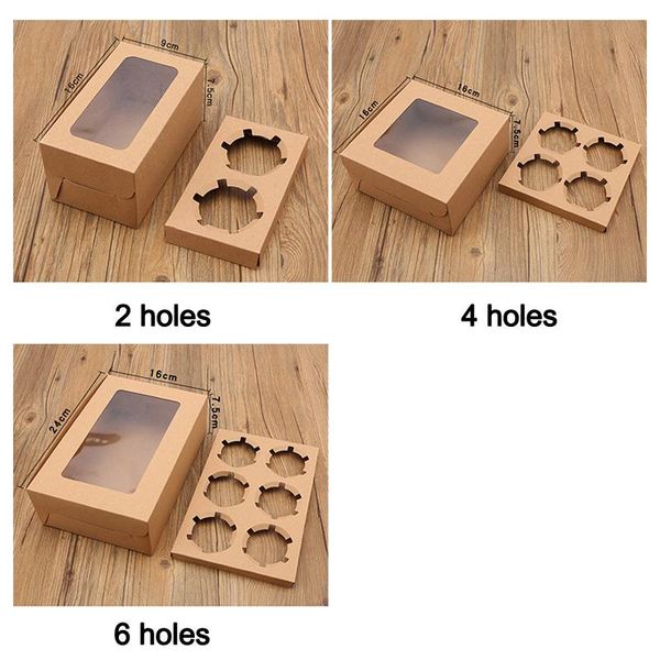 

gift wrap 10pcs 2/4/6 holes kraft paper cupcake packing box muffin wedding party case holder ti99