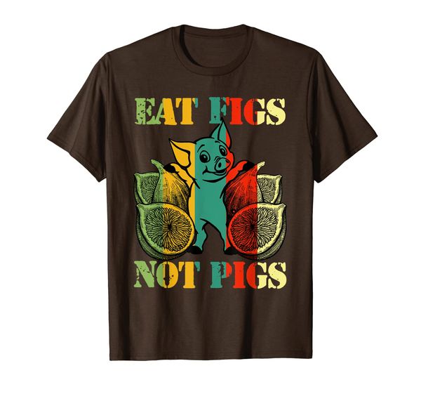

eat figs not pigs vegan vintage t-shirt vegetarian gifts, White;black