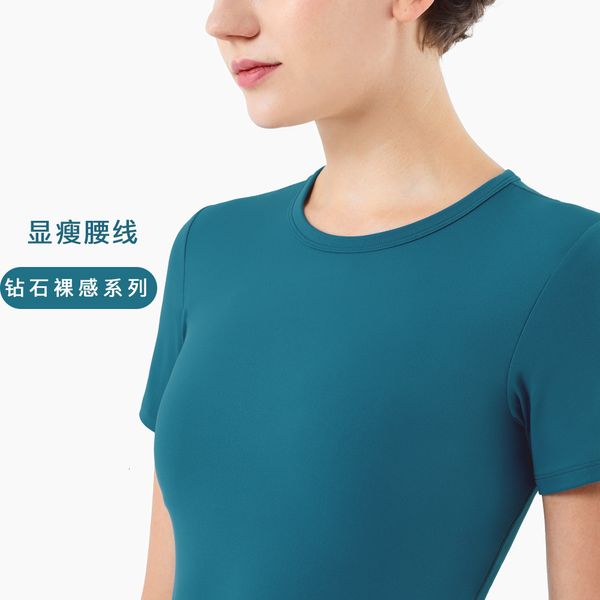 

luxury party dresses 2021 round neck yoga suit slim casual fitns quick drying sports t-shirt female, Black