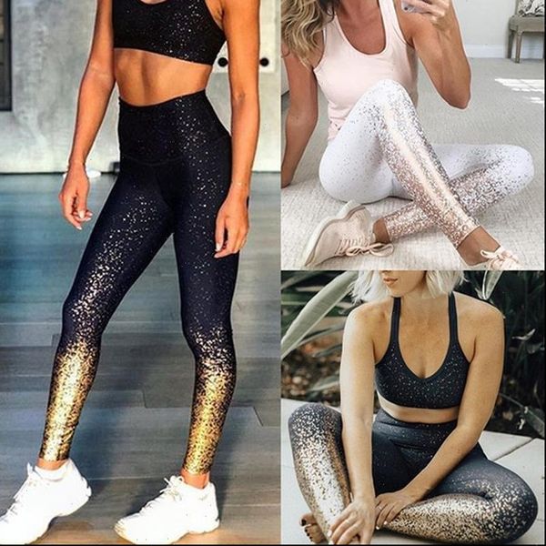 

pants high waist glitter womens legging slim trousers stretchy push up sportwear running fitness gym clothes sport leggings, Black
