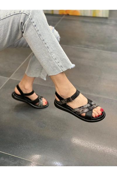 

sandals black leather women 's casual