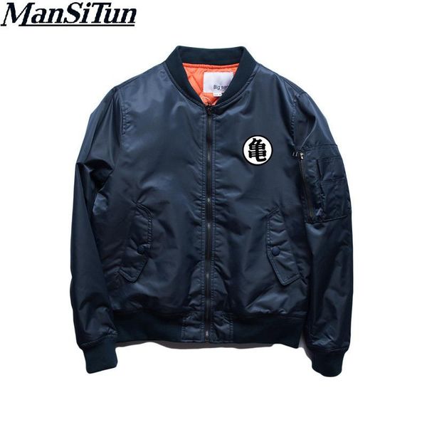 

men's jackets man si tun men casual autumn winter hanzi goku printed jacket 2021 brand coats outerwear dargon ball z bomber, Black;brown
