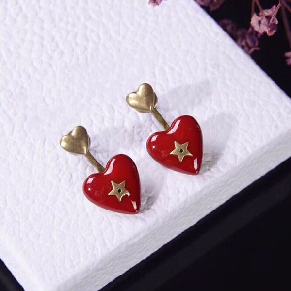 

red love earrings peach heart valentine's day gift signature deals, Golden