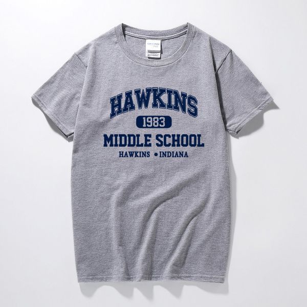 

men's t-shirts hawkins high school short sleeve t shirts printing fashion designer t shirt 100% cotton quality women hip hop tees, White;black