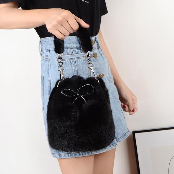 

duffel bags style drawstring bucket bag real women's shoulder crossbody handbag fashion plush