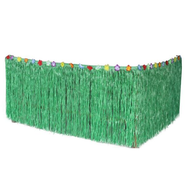 

276*75cm hawaiian table skirt grass desk for luau party decoration (green)