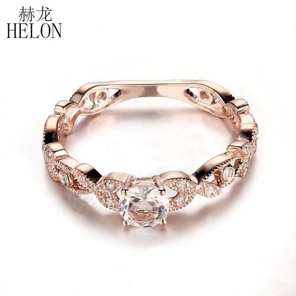 

cluster rings helon solid 14k rose gold flawless round 4.5mm morganite diamonds women vintage fine jewelry engagement wedding ring, Golden;silver