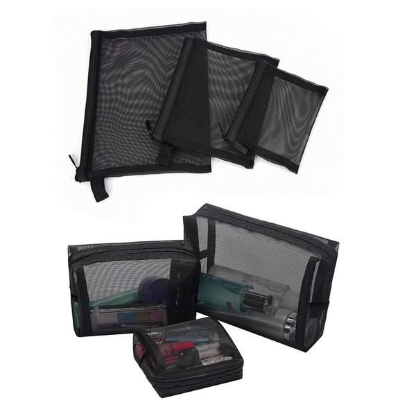 

fggs-6 pcs zipper mesh bags, pack of 3 (s/m/l), beauty makeup cosmetic accessories organizer, travel toiletry kit set storage po bags & case