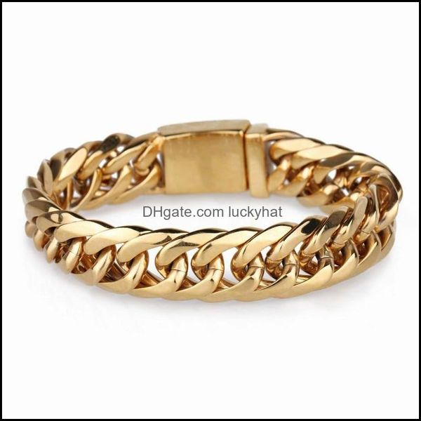 

jewelryafrican gold color link chain bracelets for men 21.5cm stainless steel bike fashion aessories jewelry link drop delivery 2021 vsewd, Black