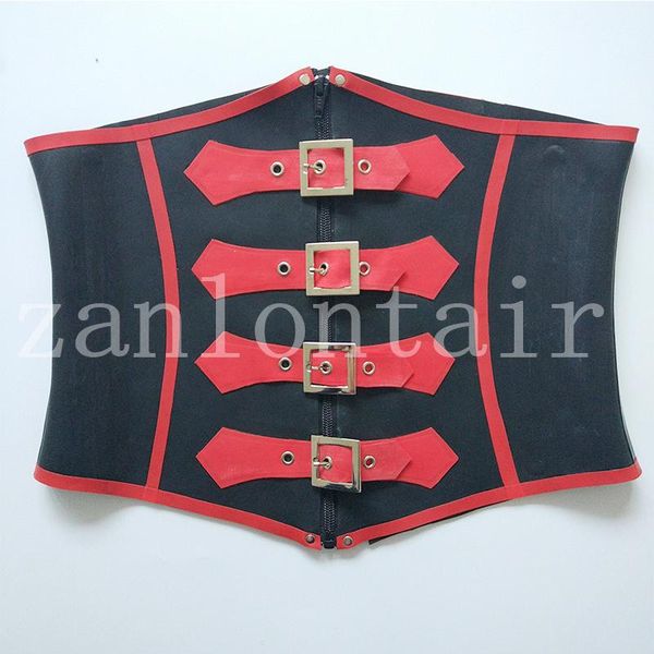 

bras sets arrival lingerie handmade women cekc girl female front zipper & buckles corset slim tight back lacing xs-xxl ship, Red;black